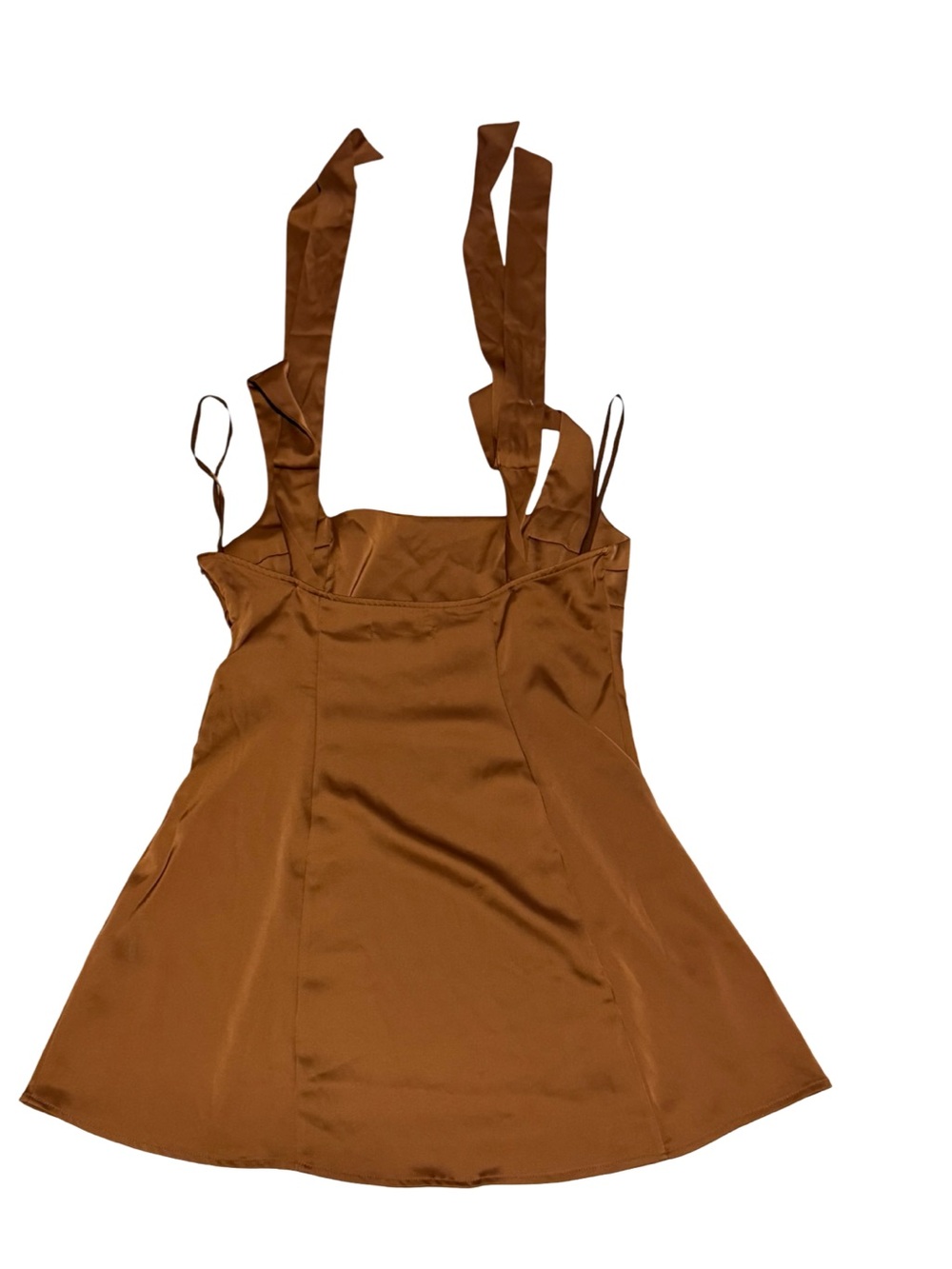 Urban Outfitters Brown Mini Dress Tie Strap A-Line Size Large - Picture 7 of 8